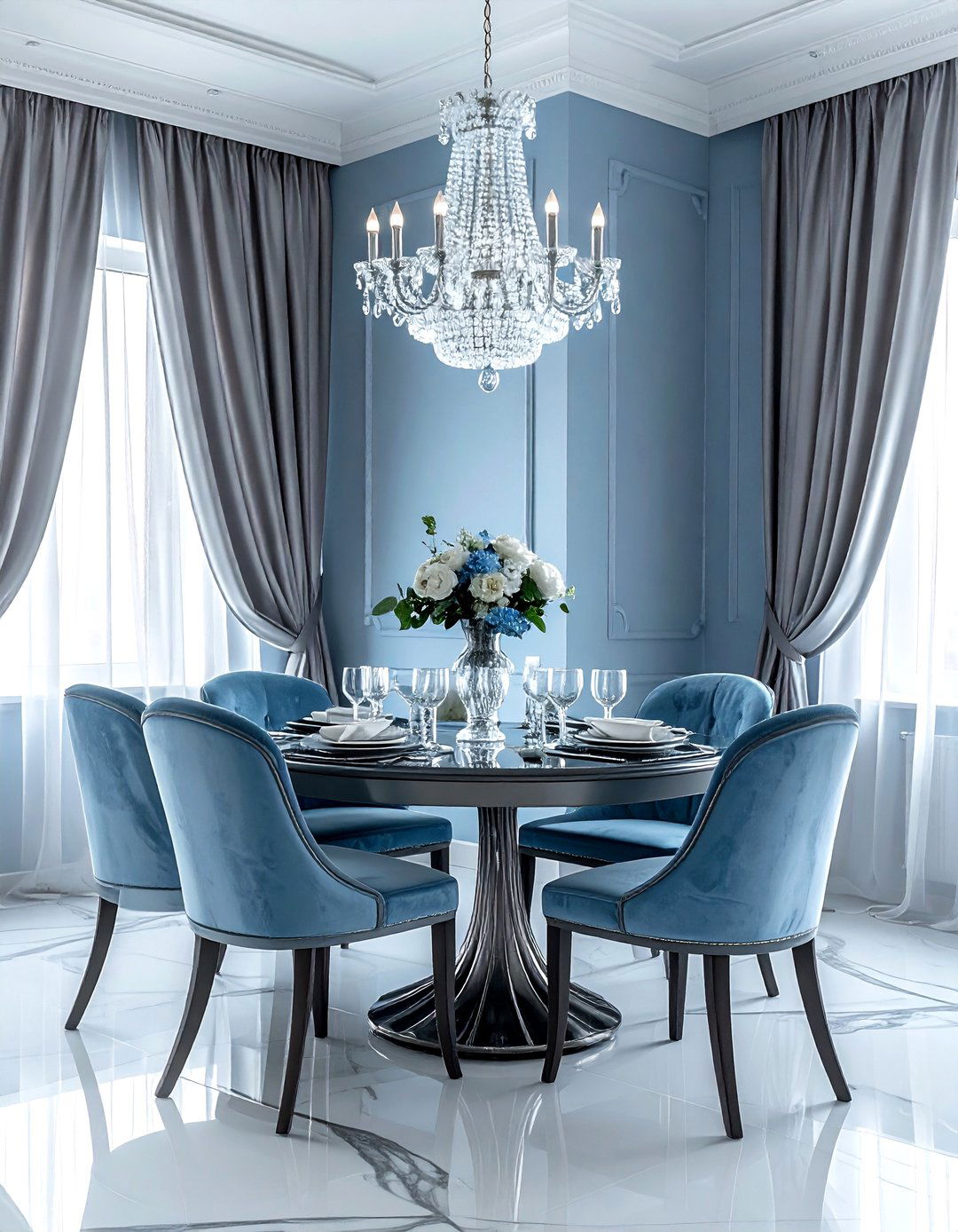 30 Blue and Gray Dining Room Ideas for an Elegant Dinner Setting