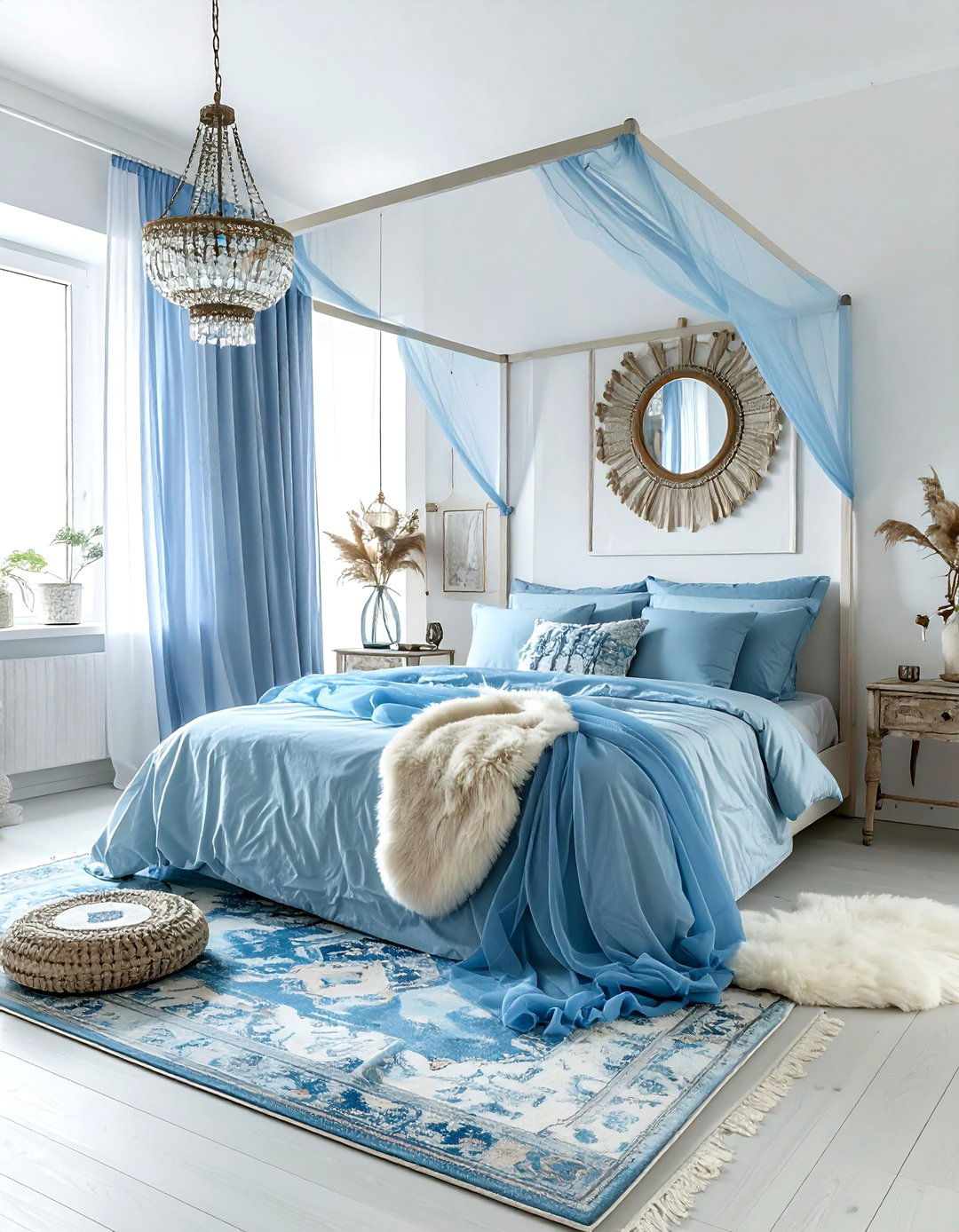 Powder Blue Bohemian Vibe - 30 bohemian blue bedroom ideas
