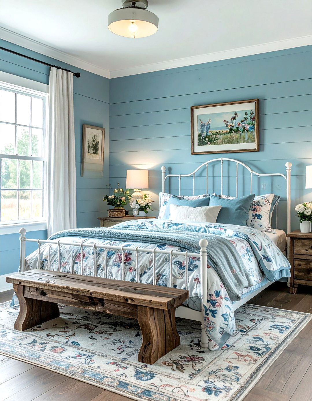 Powder Blue Farmhouse Bedroom - 30 cool blue bedroom ideas