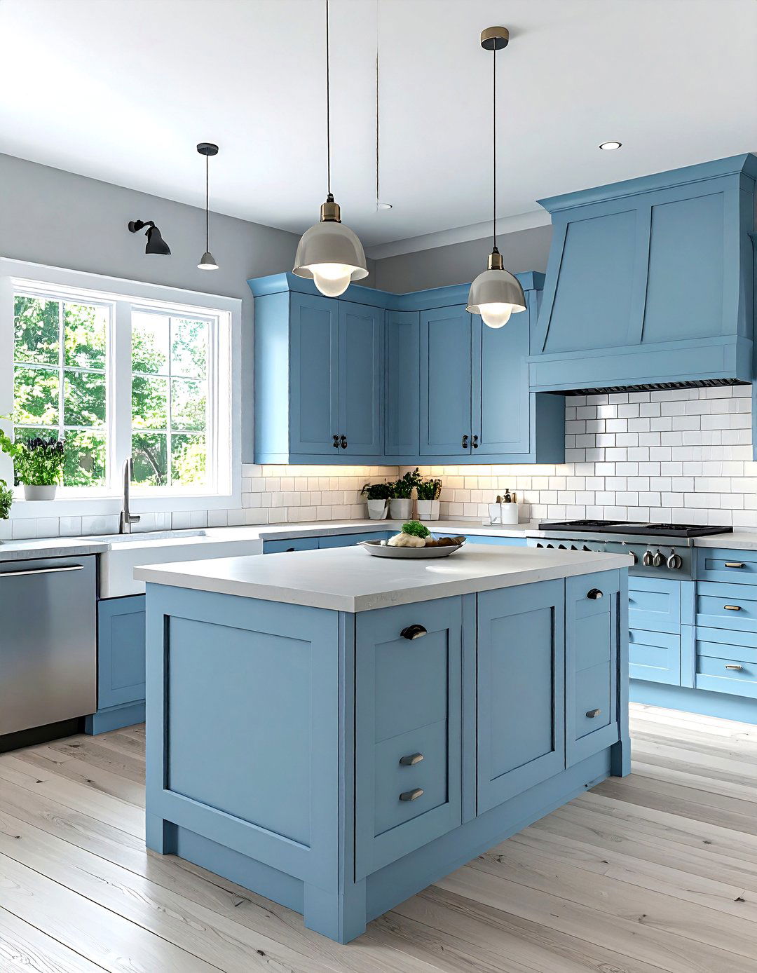 Powder Blue Shaker Kitchen - 30 blue kitchen decor ideas