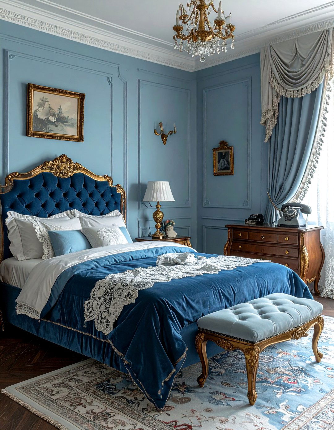 Powder Blue Vintage Bedroom - 30 blue bedroom design ideas