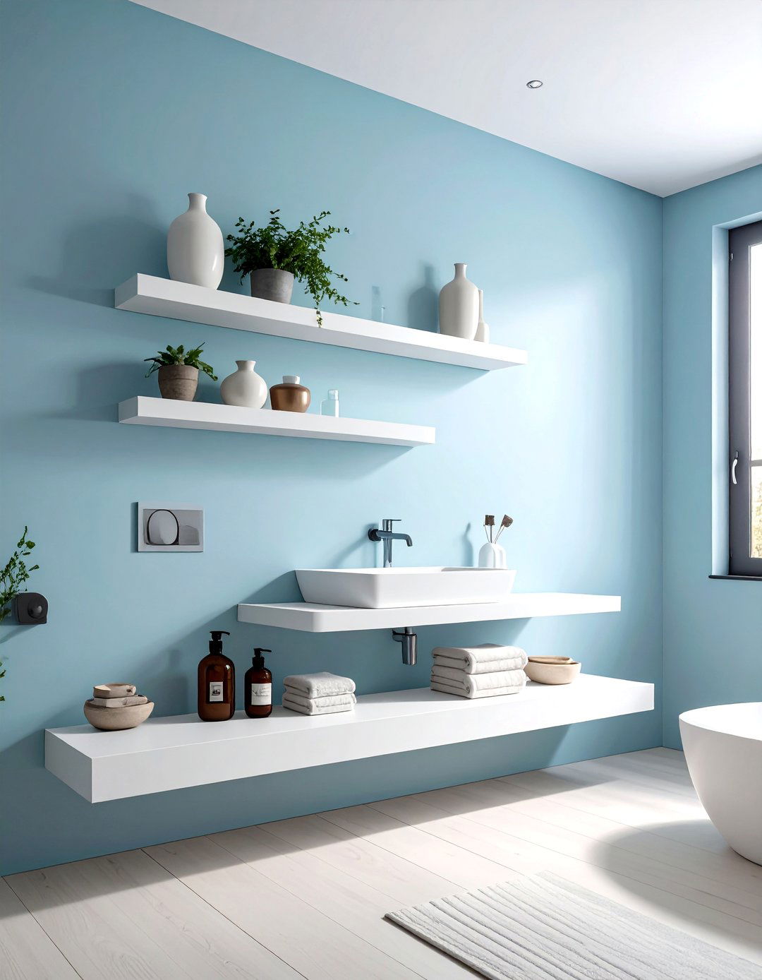 Powder Blue Wall - 30 blue bathroom ideas