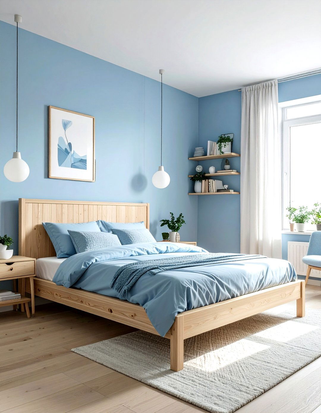 Powder blue Scandinavian bedroom - 30 modern blue bedroom ideas
