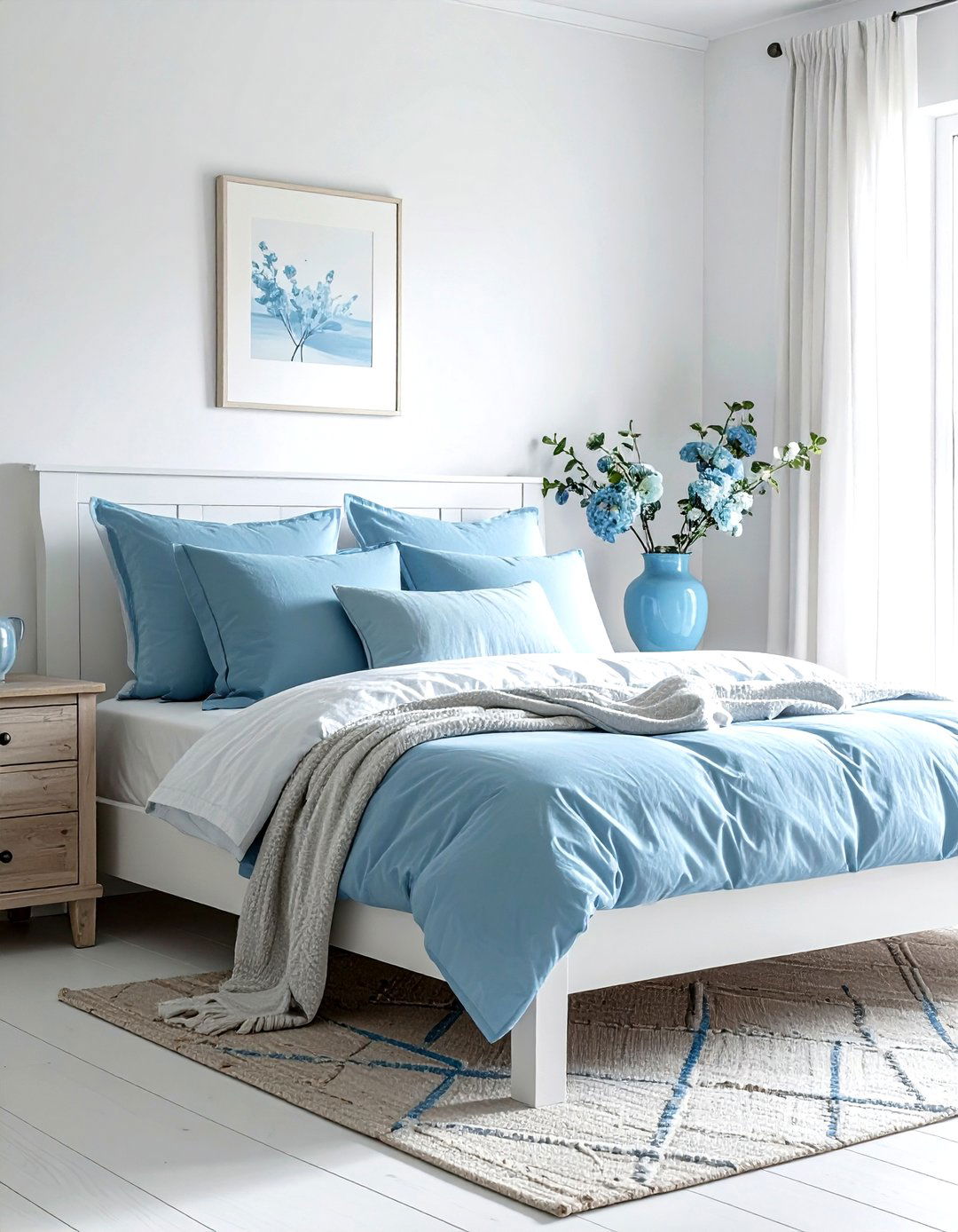 Powder blue bedroom decor - 30 farmhouse blue bedroom ideas