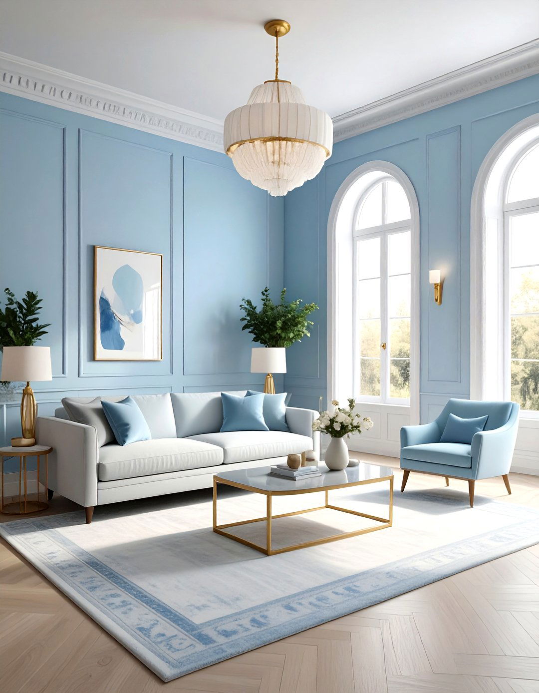 Powder blue living room interior - 30 minimalist blue living room ideas