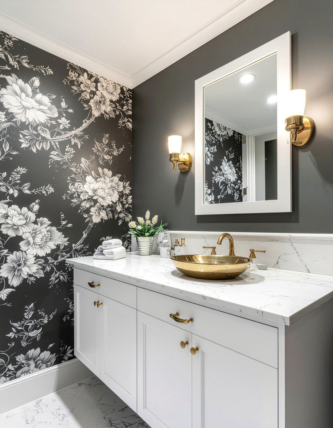 Powder room floral wallpaper - 30 floral wallpaper ideas