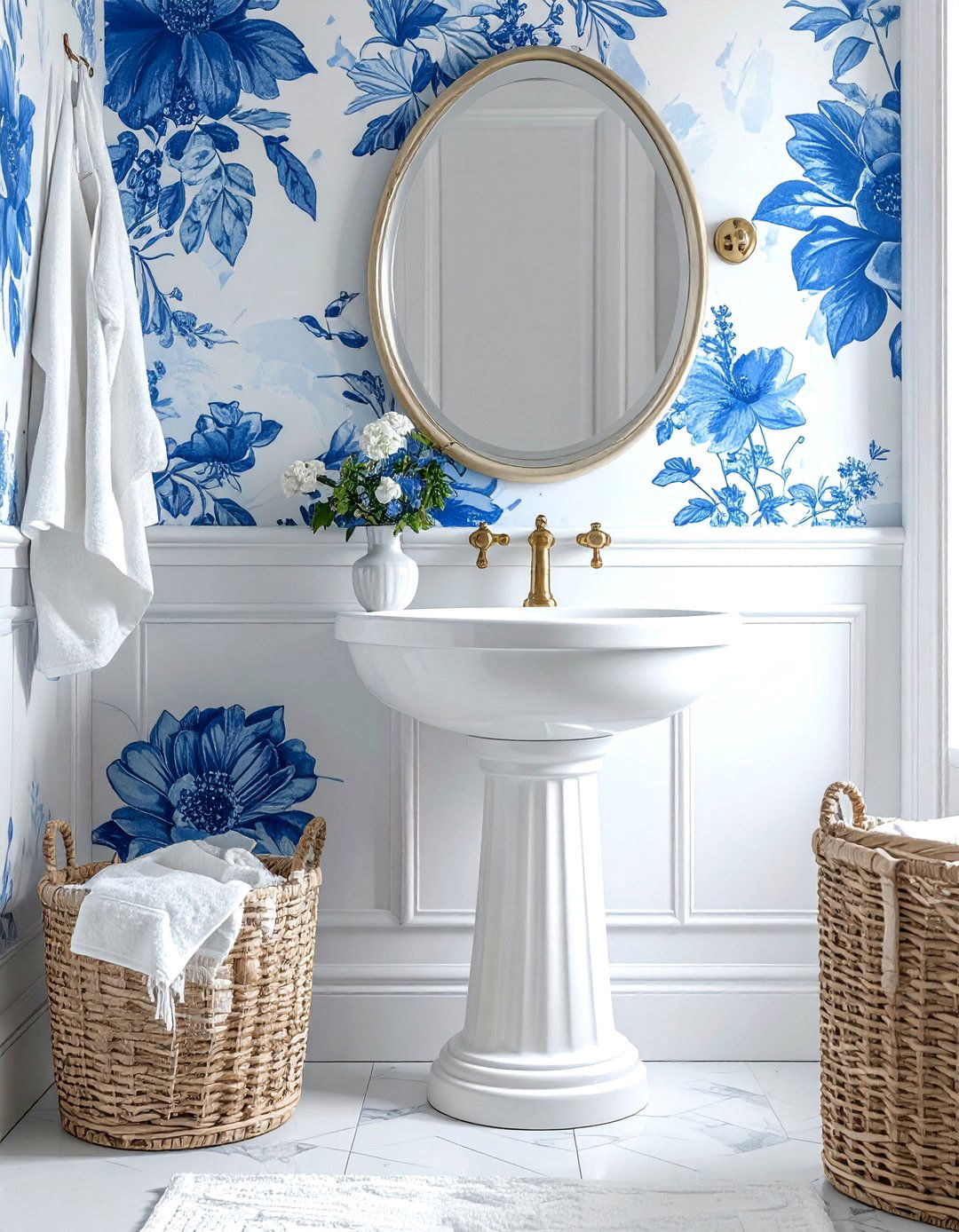 Powder room wallpaper - 30 Serena and Lily decor ideas