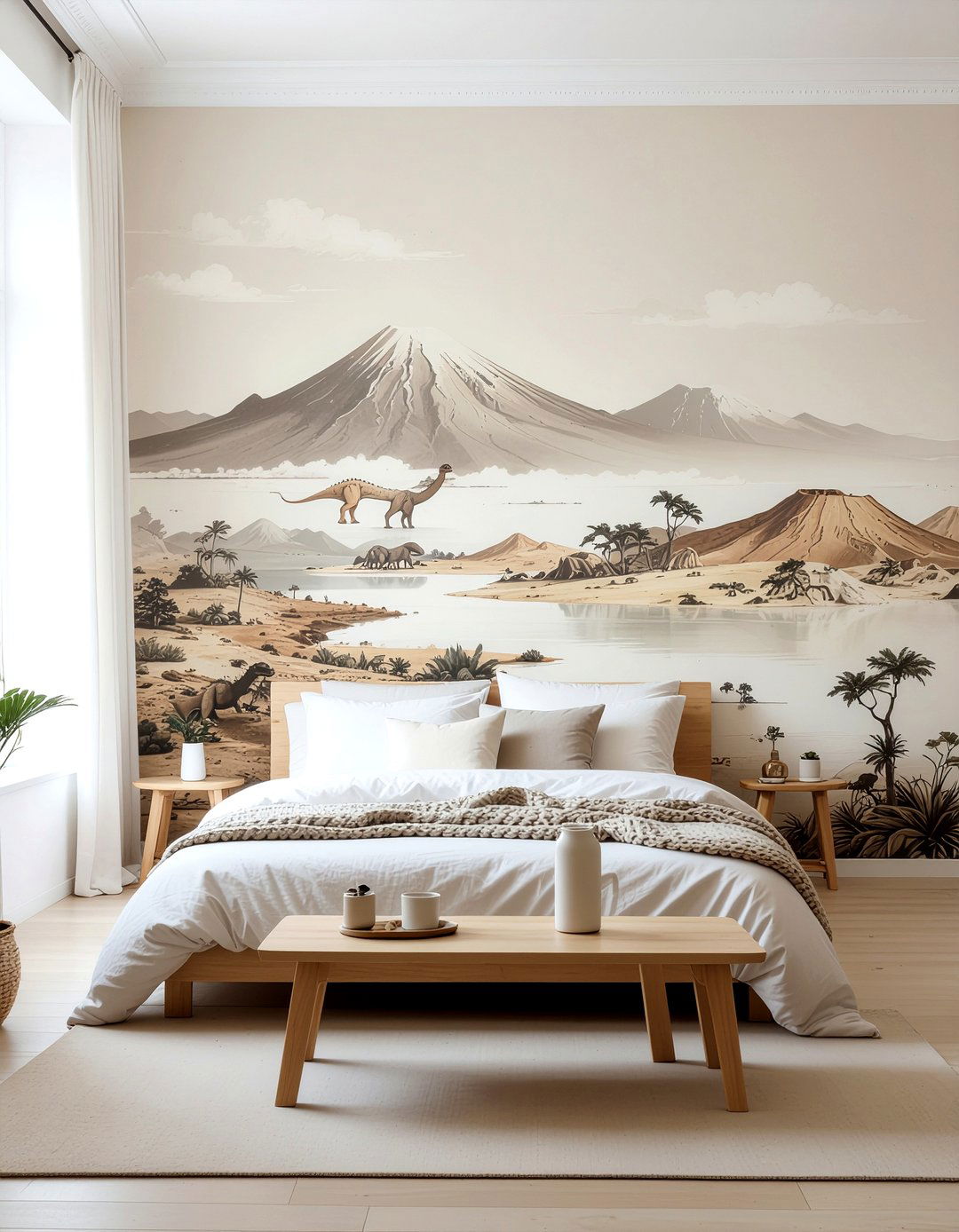 Prehistoric Landscape Wallpaper - 30 dinosaur bedroom ideas