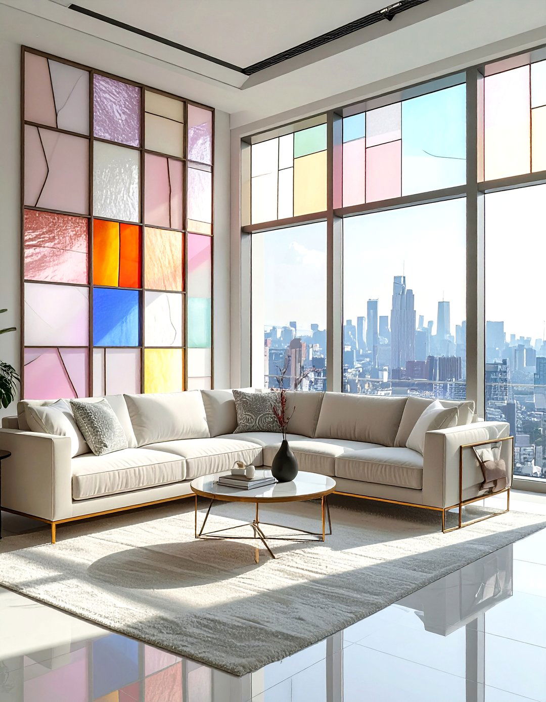 Privacy stained glass window - 30 living room stained glass ideas