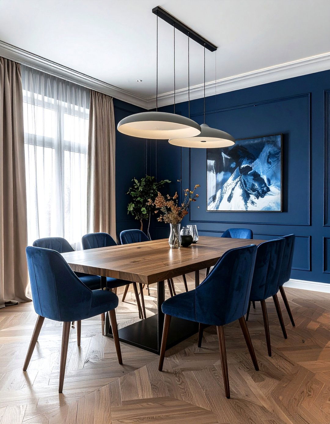 Prussian Blue Dining Room - 30 blue dining room design ideas