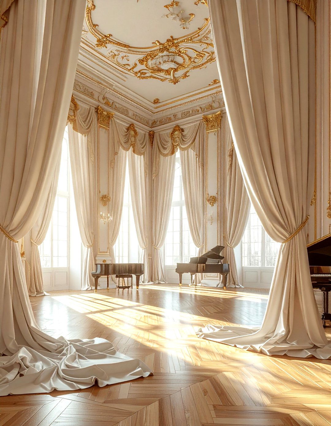 Puddled linen curtains - 30 linen curtain ideas