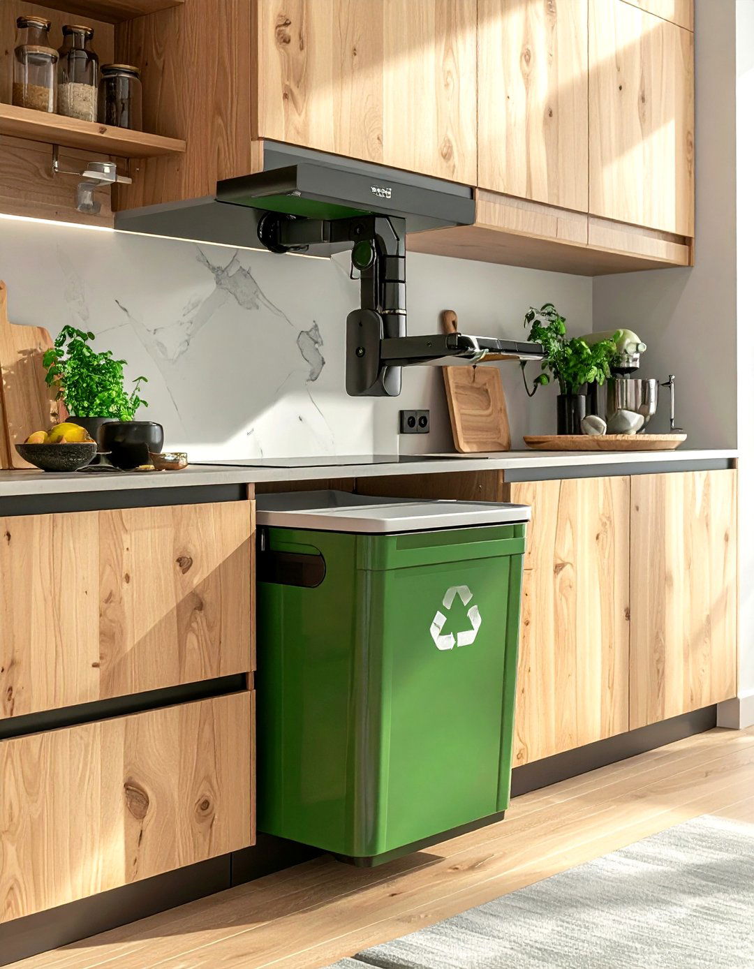 Pull Down Recycling Bin - 30 recycling center kitchen ideas