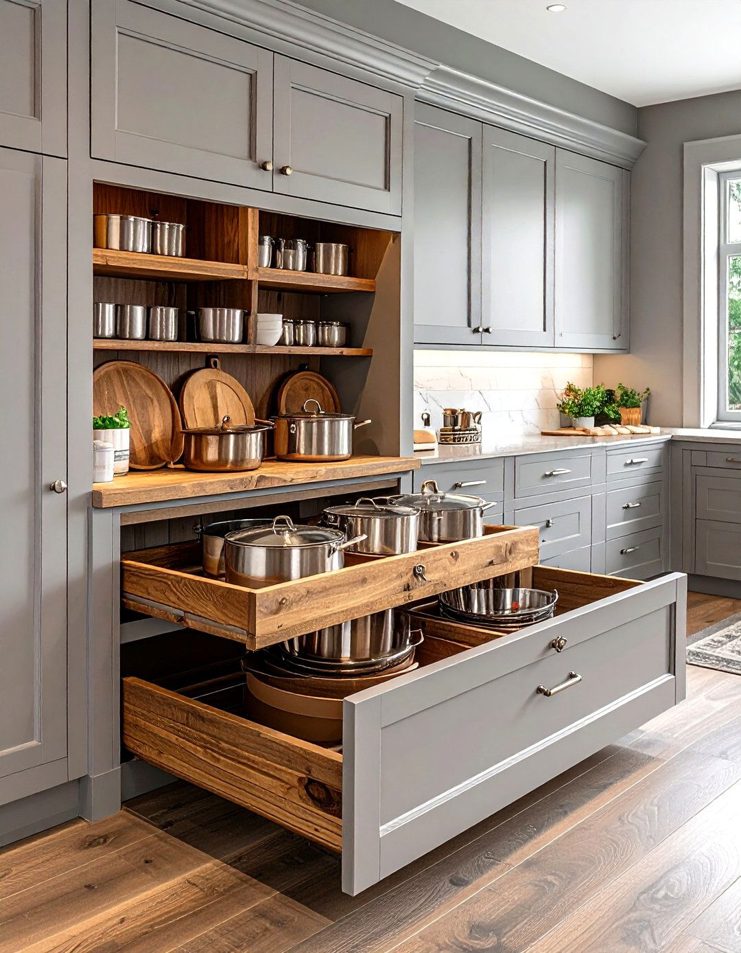 Pull Out Cabinet Shelves - 30 kitchen ergonomic ideas