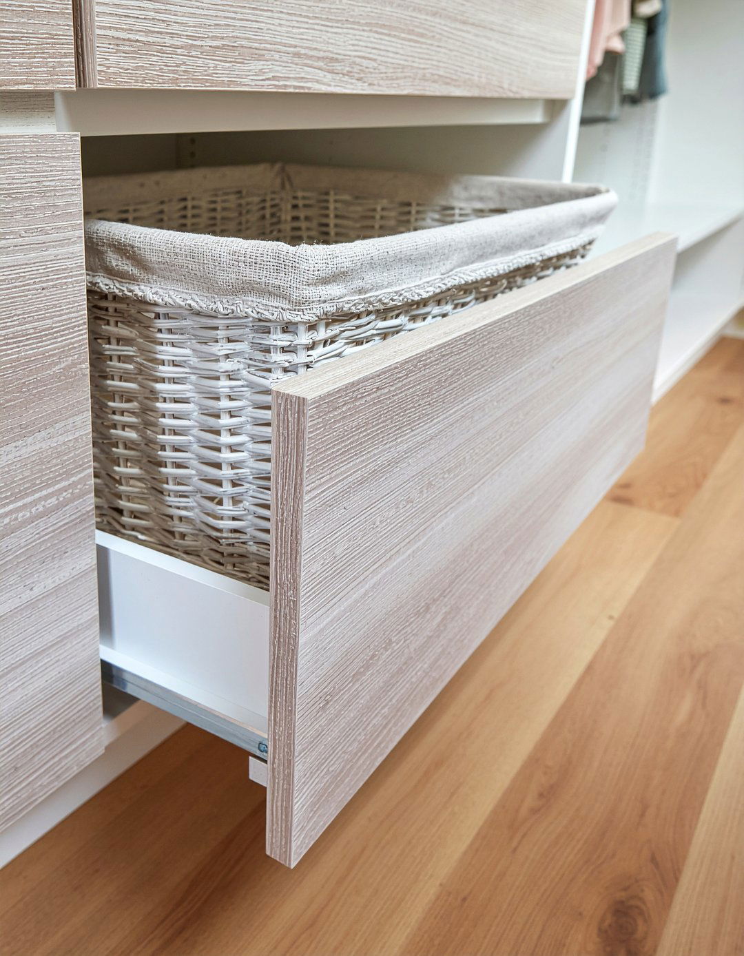 Pull Out Laundry Drawer - 30 bedroom dirty clothes storage ideas