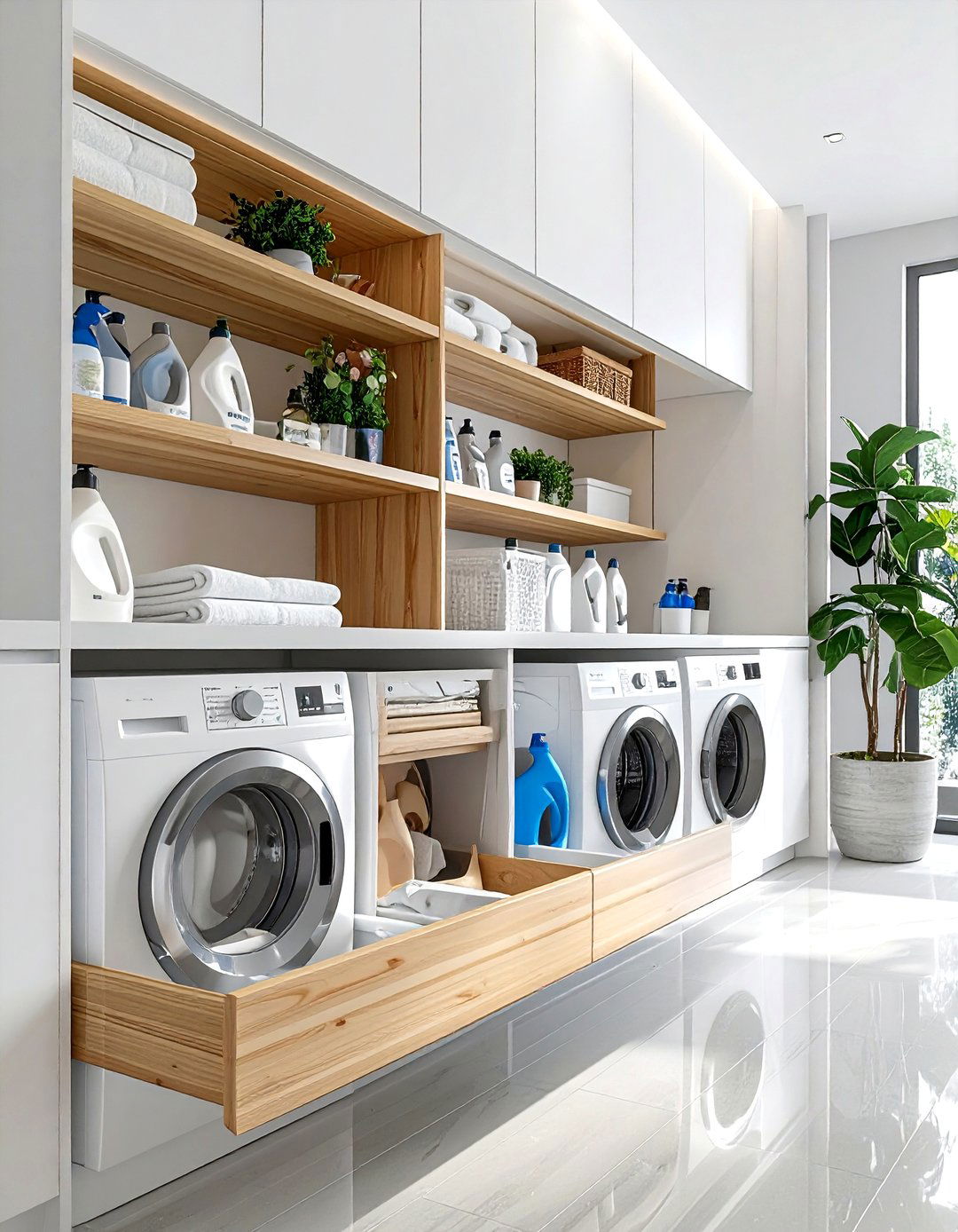 Pull Out Laundry Shelves - 30 laundry room shelving ideas
