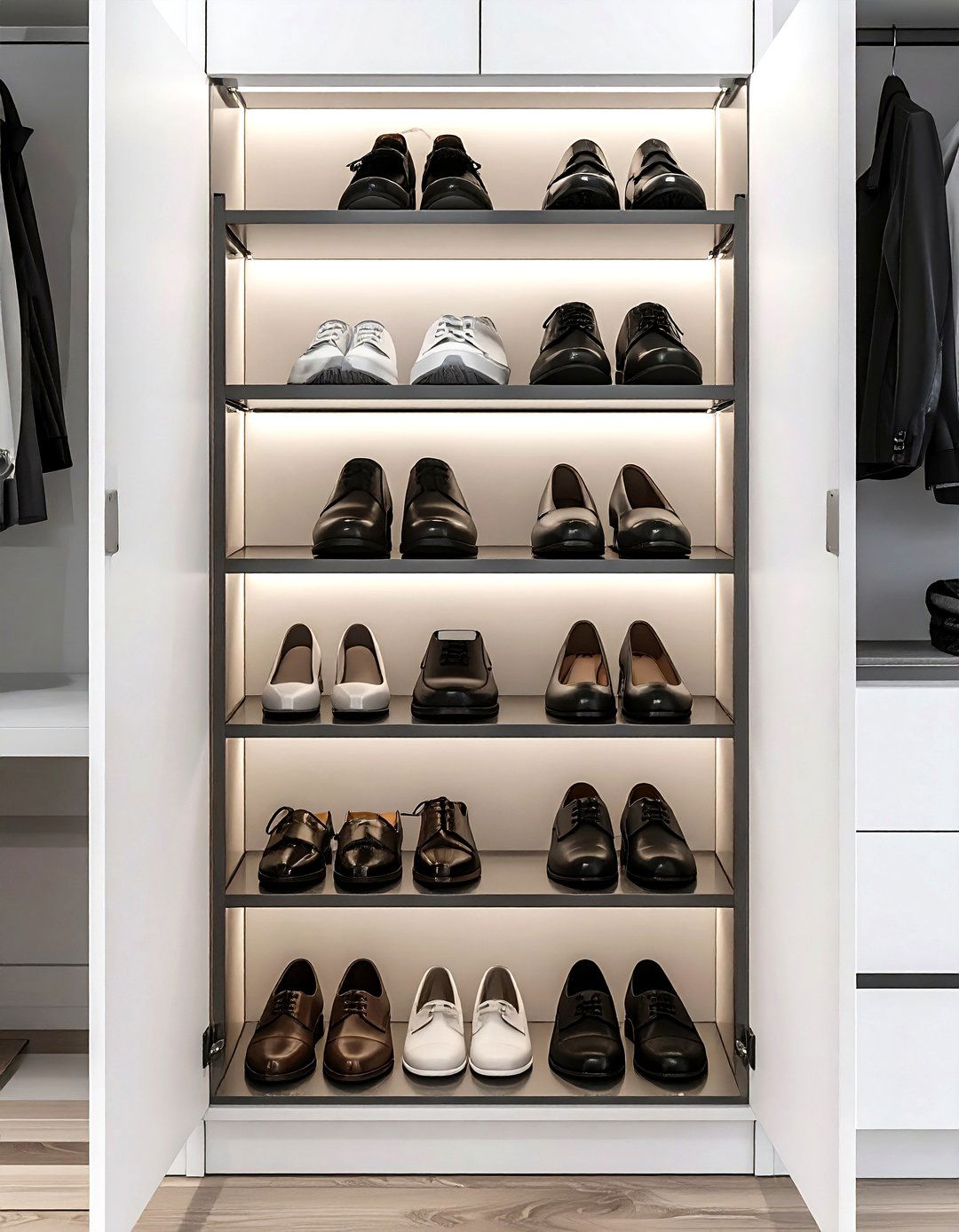 Pull Out Shoe Rack - 30 bedroom built-in storage ideas
