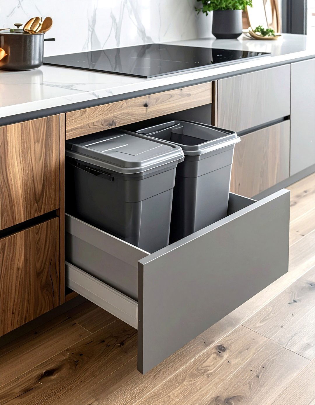 Pull Out Trash Can - 30 kitchen splurge and save ideas