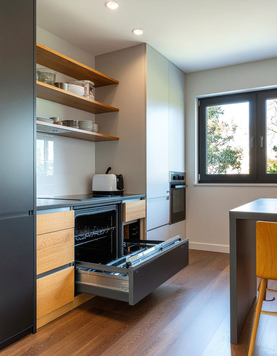 Pull out appliance garage - 30 pull-out cabinet kitchen ideas