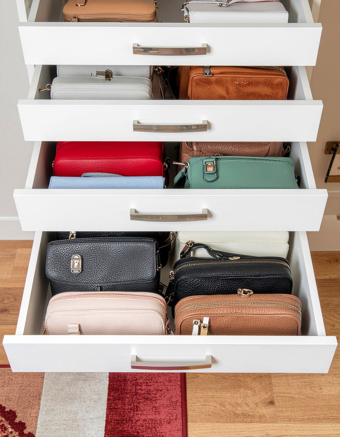Pull out closet drawers - 30 bedroom bag storage ideas