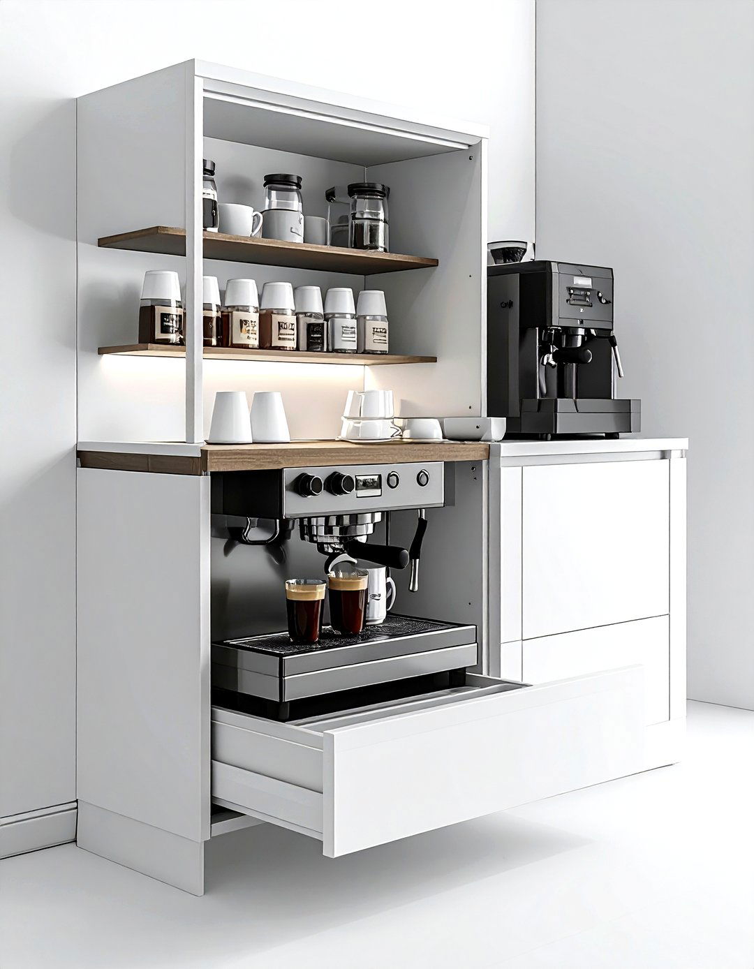 Pull out coffee tray - 30 kitchen coffee bar ideas