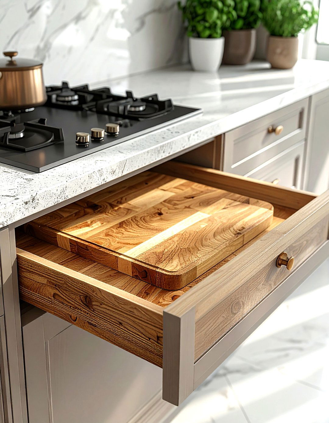 Pull out cutting board - 30 kitchen clever storage ideas