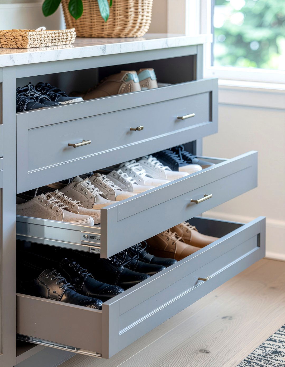 Pull out shoe drawer - 30 entryway shoe storage ideas