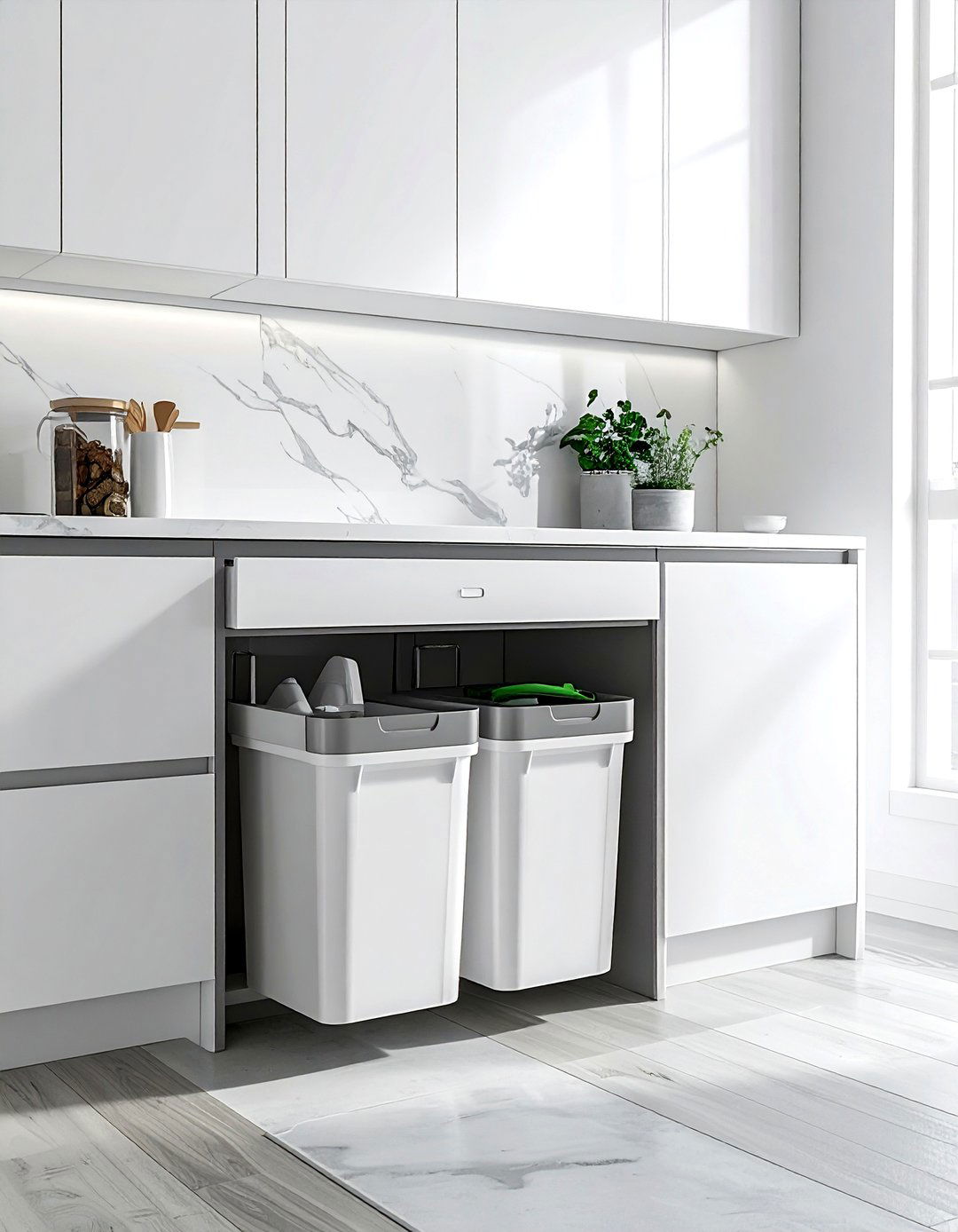 Pull out trash bin - 30 entertaining kitchen ideas