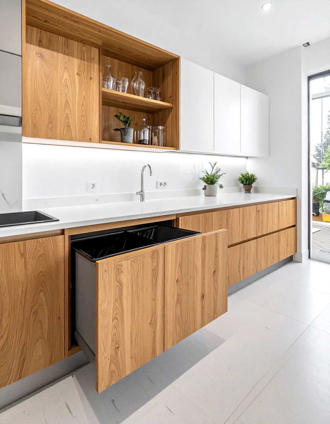 Pull out trash bin - 30 kitchen catering kitchen ideas