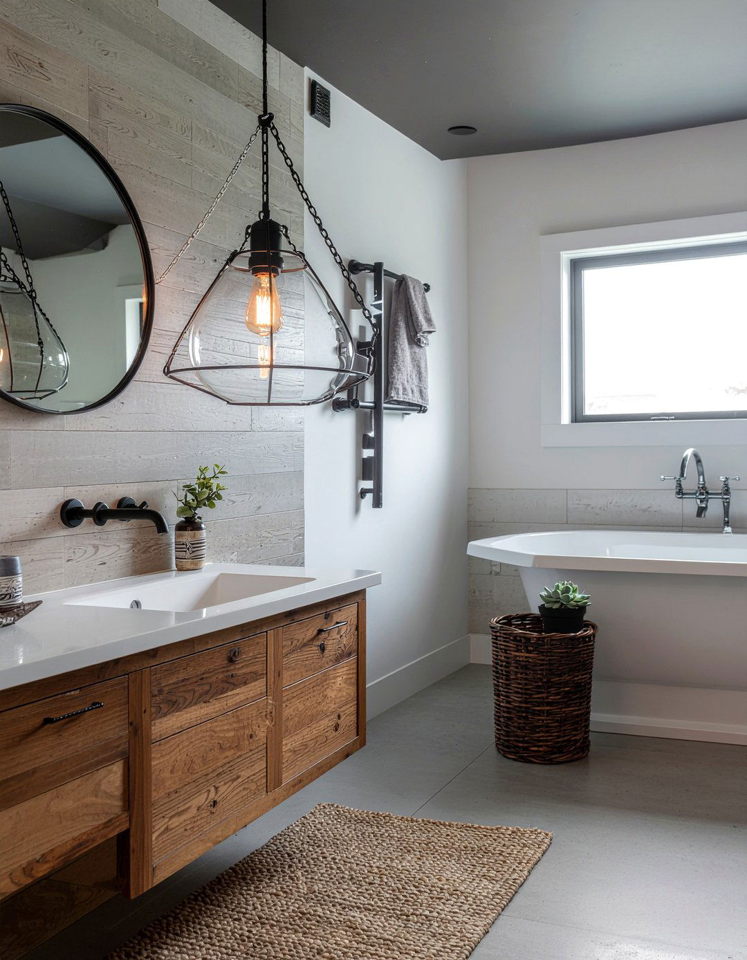 Pulley Light - 30 recycled material bathroom ideas