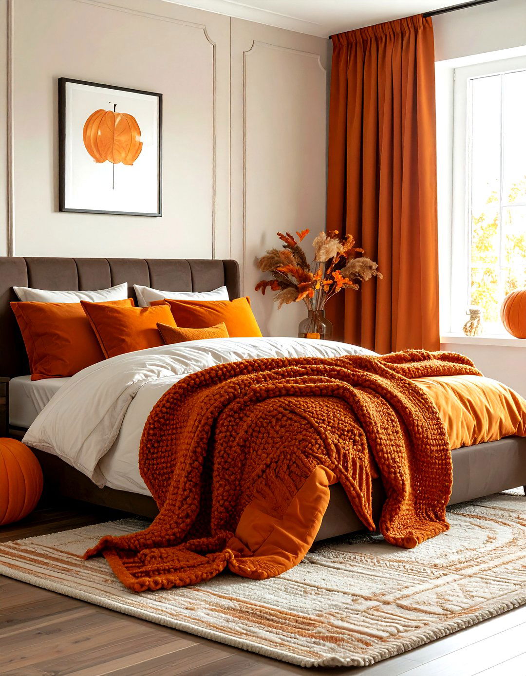 Pumpkin orange bedroom - 30 orange bedroom decor ideas
