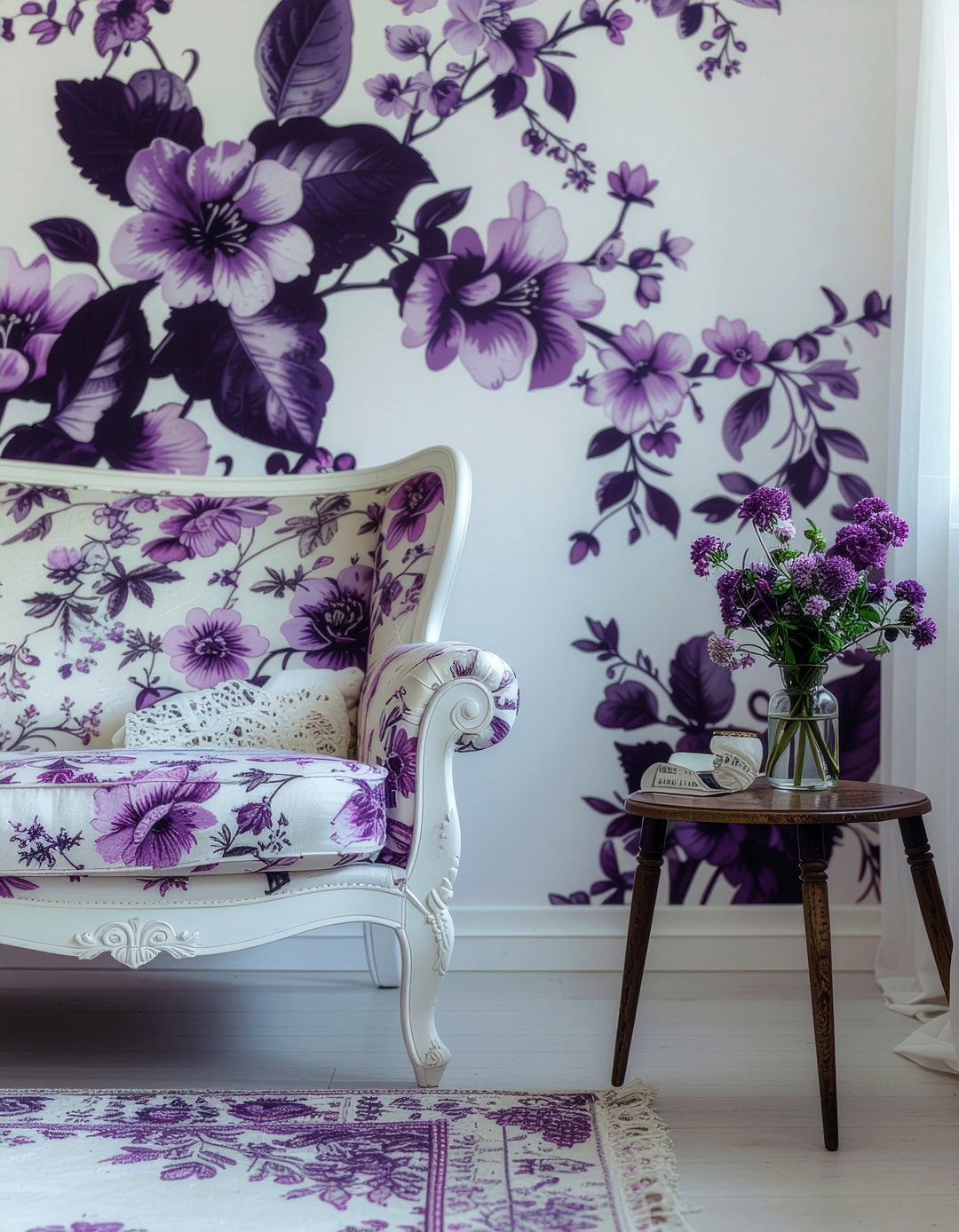Purple Floral Wallpaper - 30 bedroom purple walls
