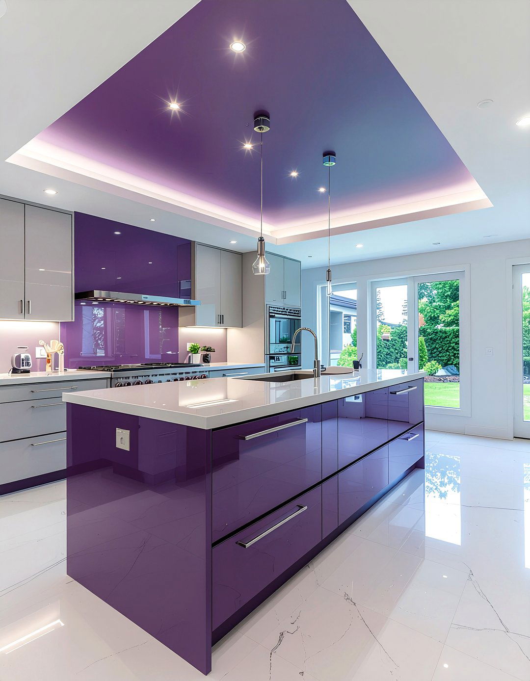 Purple Kitchen Ceiling - 30 kitchen painted ceiling ideas