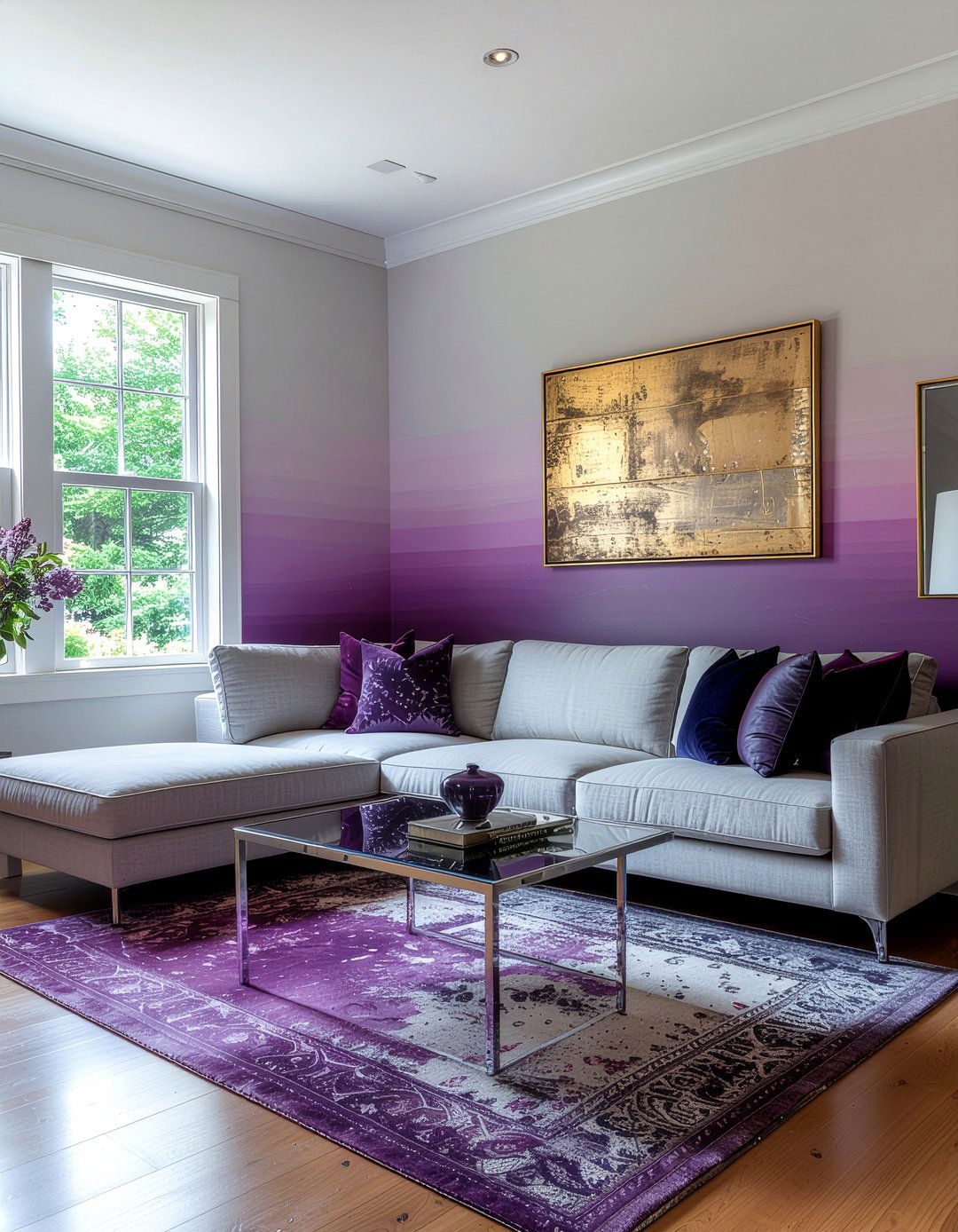 Purple Ombre Wall - 30 living room ombre wall ideas