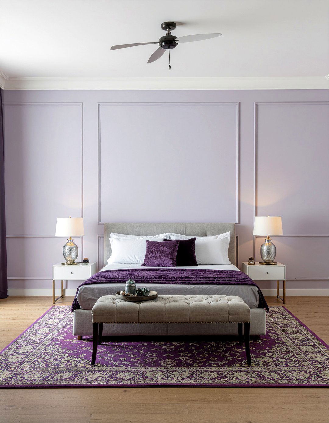 Purple Panelled Wall - 30 bedroom purple walls