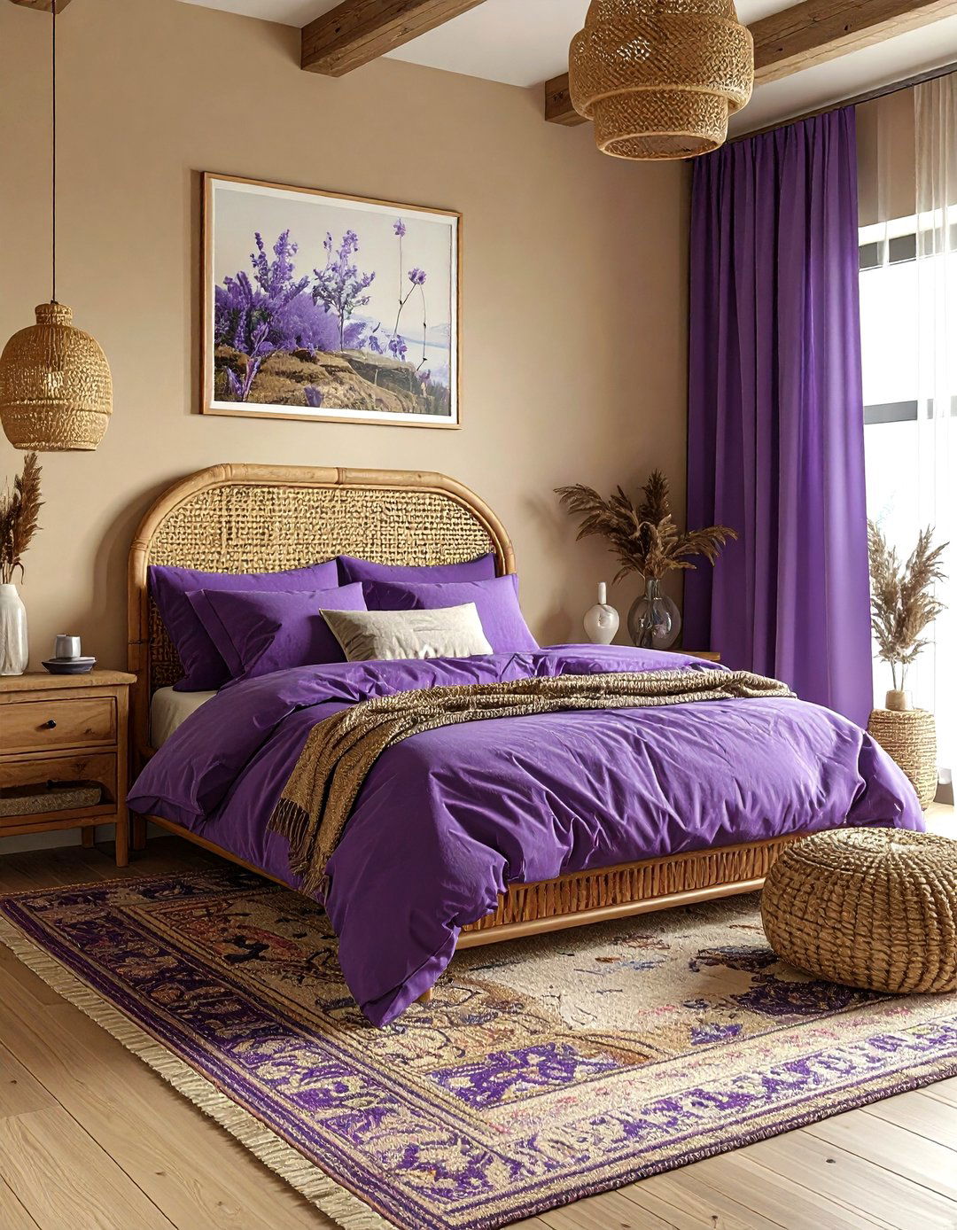 Purple and beige bedroom - 30 purple bedroom ideas