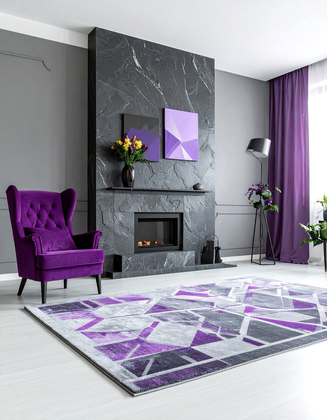 Purple and gray living room - 30 purple living room ideas