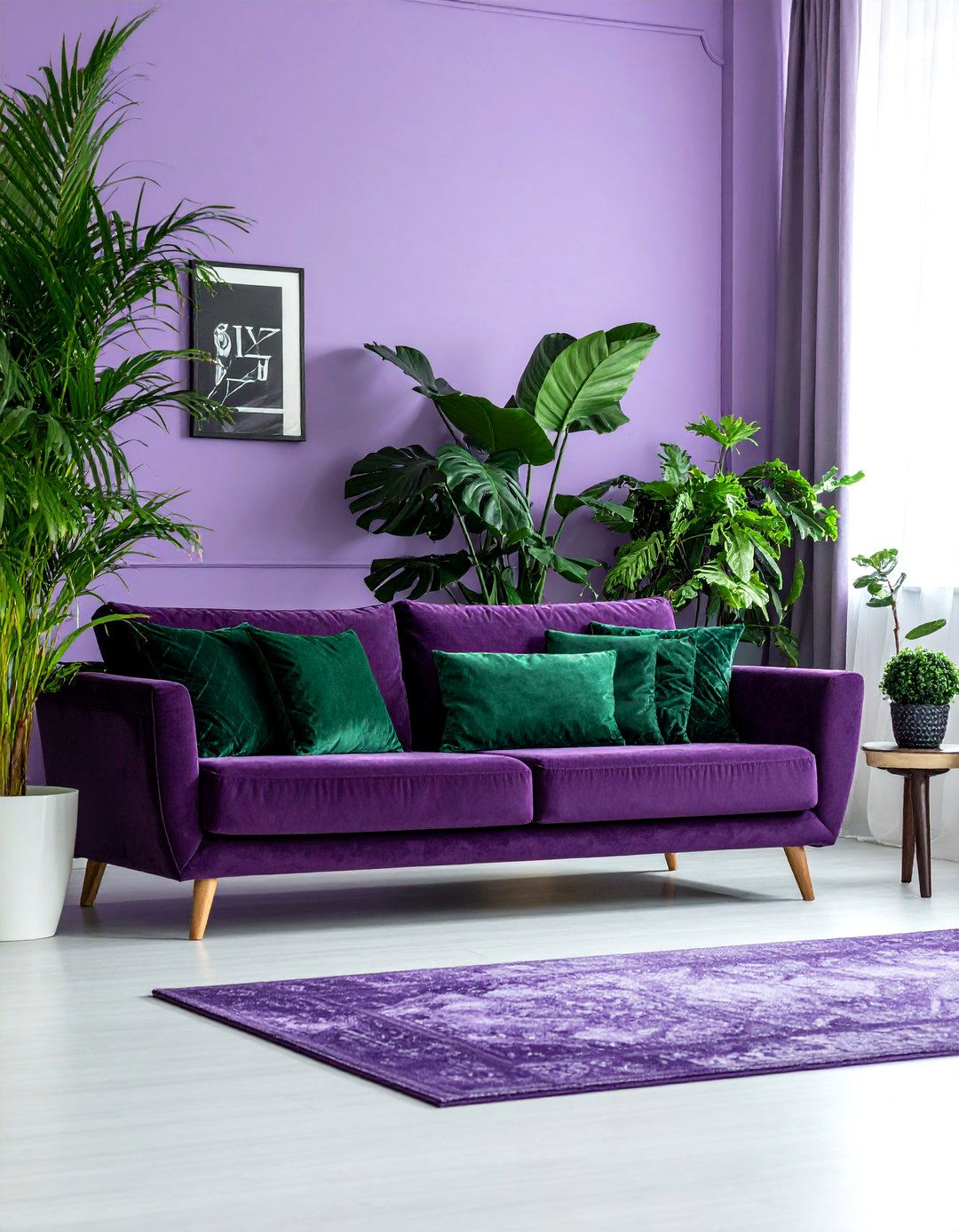Purple and green living room - 30 purple living room ideas