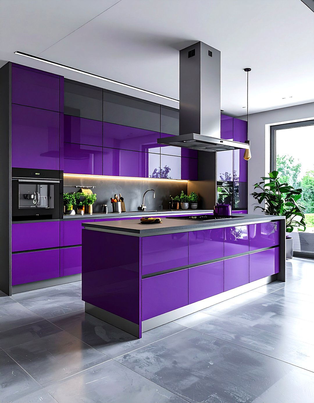 Purple and grey kitchen - 30 purple kitchen color schemes