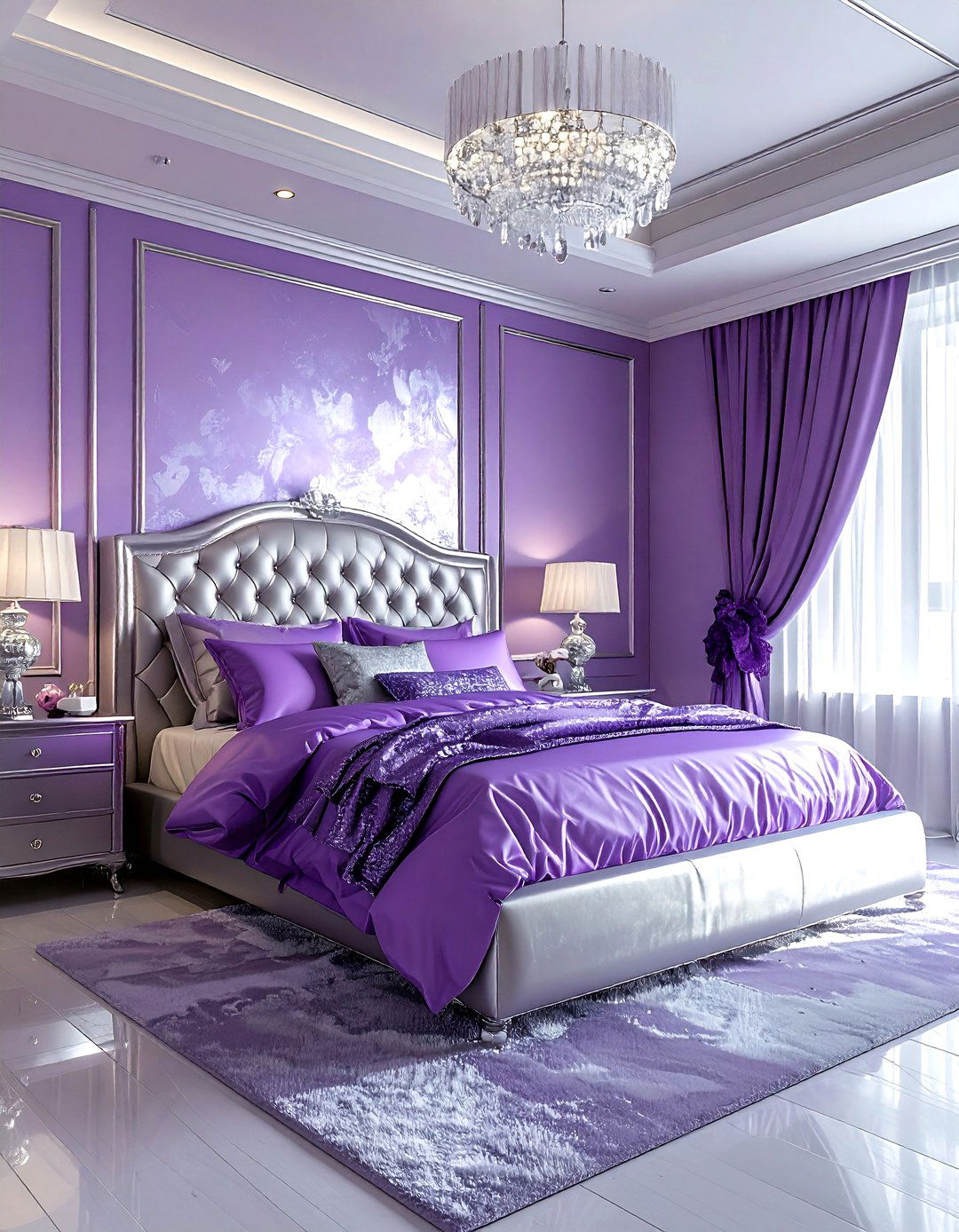 Purple and silver bedroom - 30 purple bedroom ideas