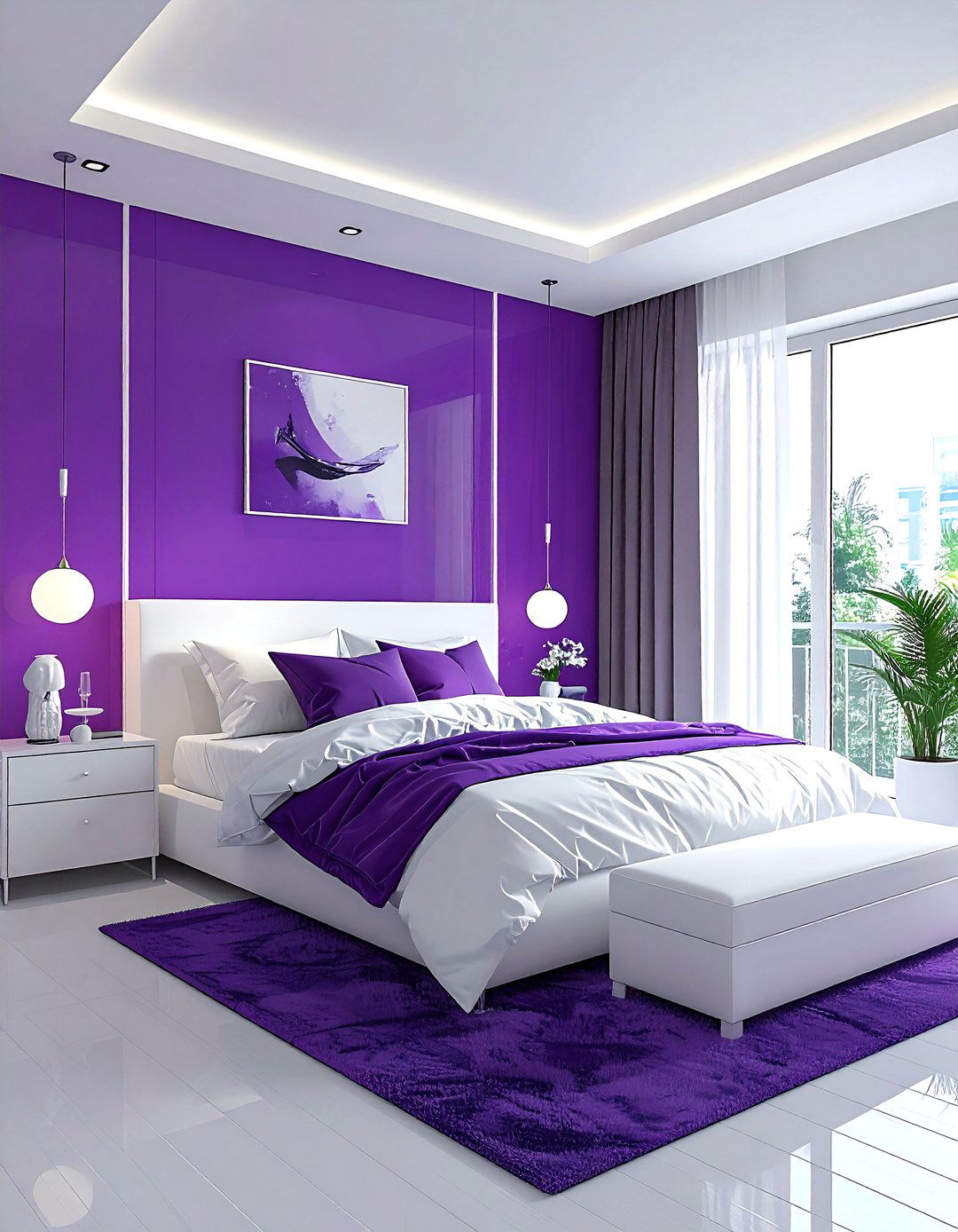 Purple and white bedroom - 30 purple bedroom ideas