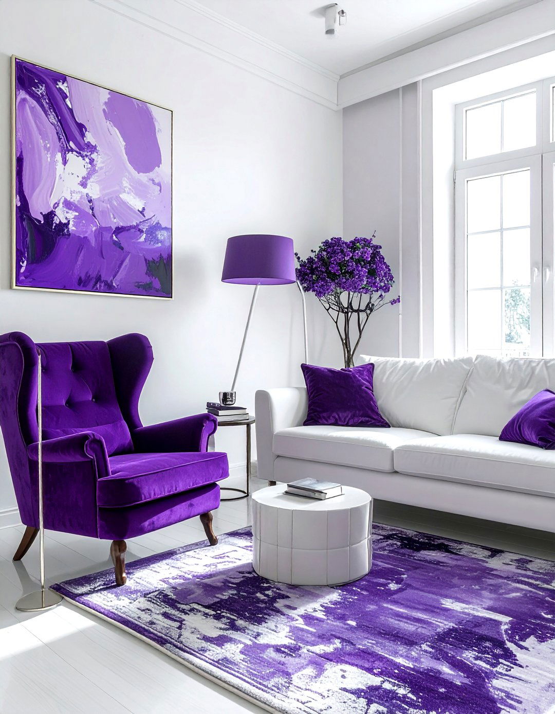 Purple and white eclectic style - 30 purple and white living room ideas
