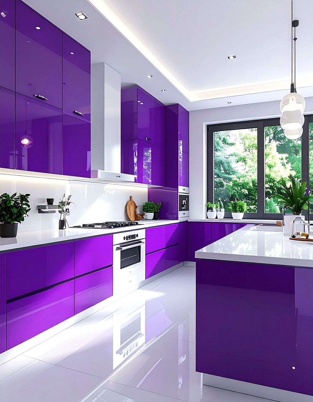 Purple and white galley kitchen - 30 purple and white kitchen ideas