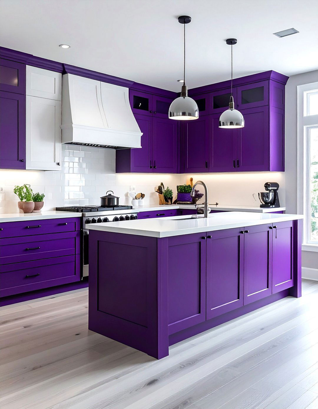 Purple and white shaker cabinets - 30 purple and white kitchen ideas