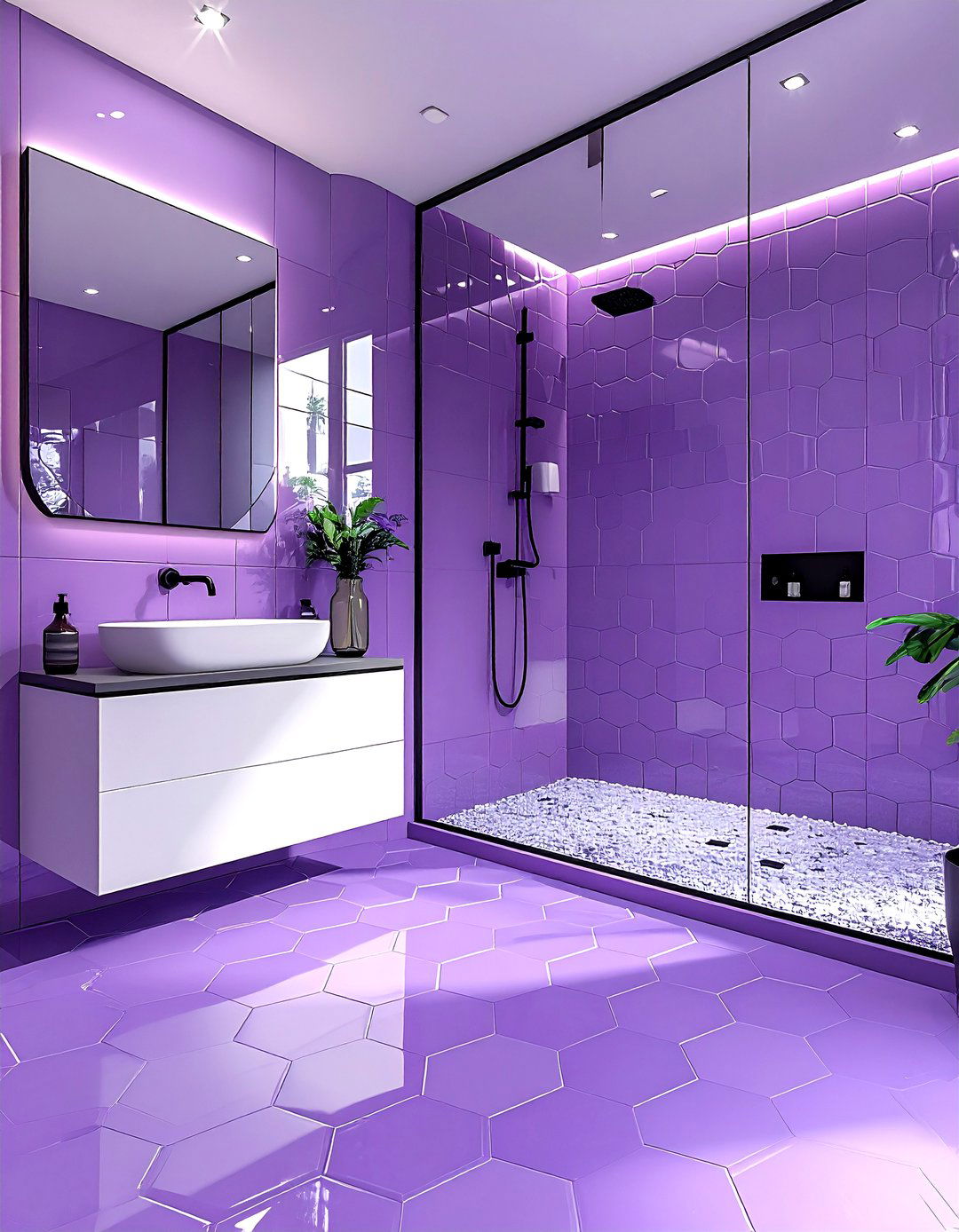 Purple bathroom tile - 30 purple decor ideas