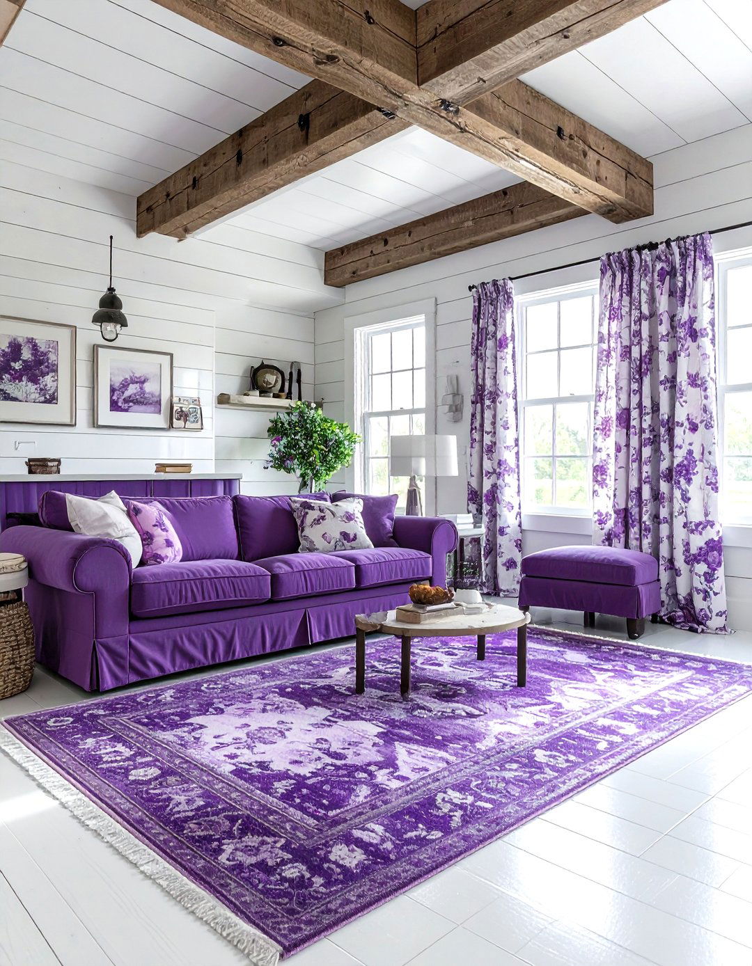 Purple farmhouse living room - 30 purple living room ideas