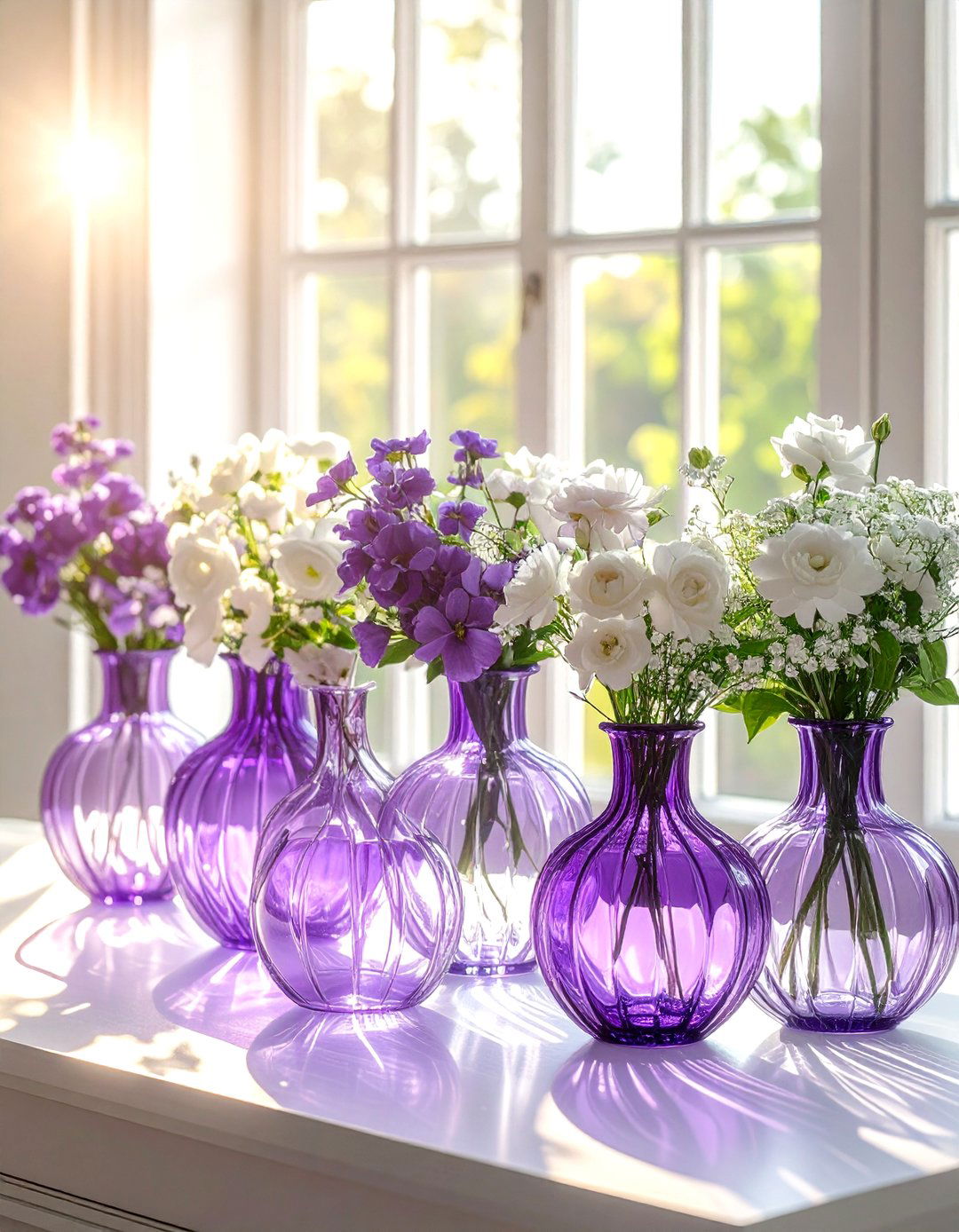 Purple glass vases - 30 purple decor ideas