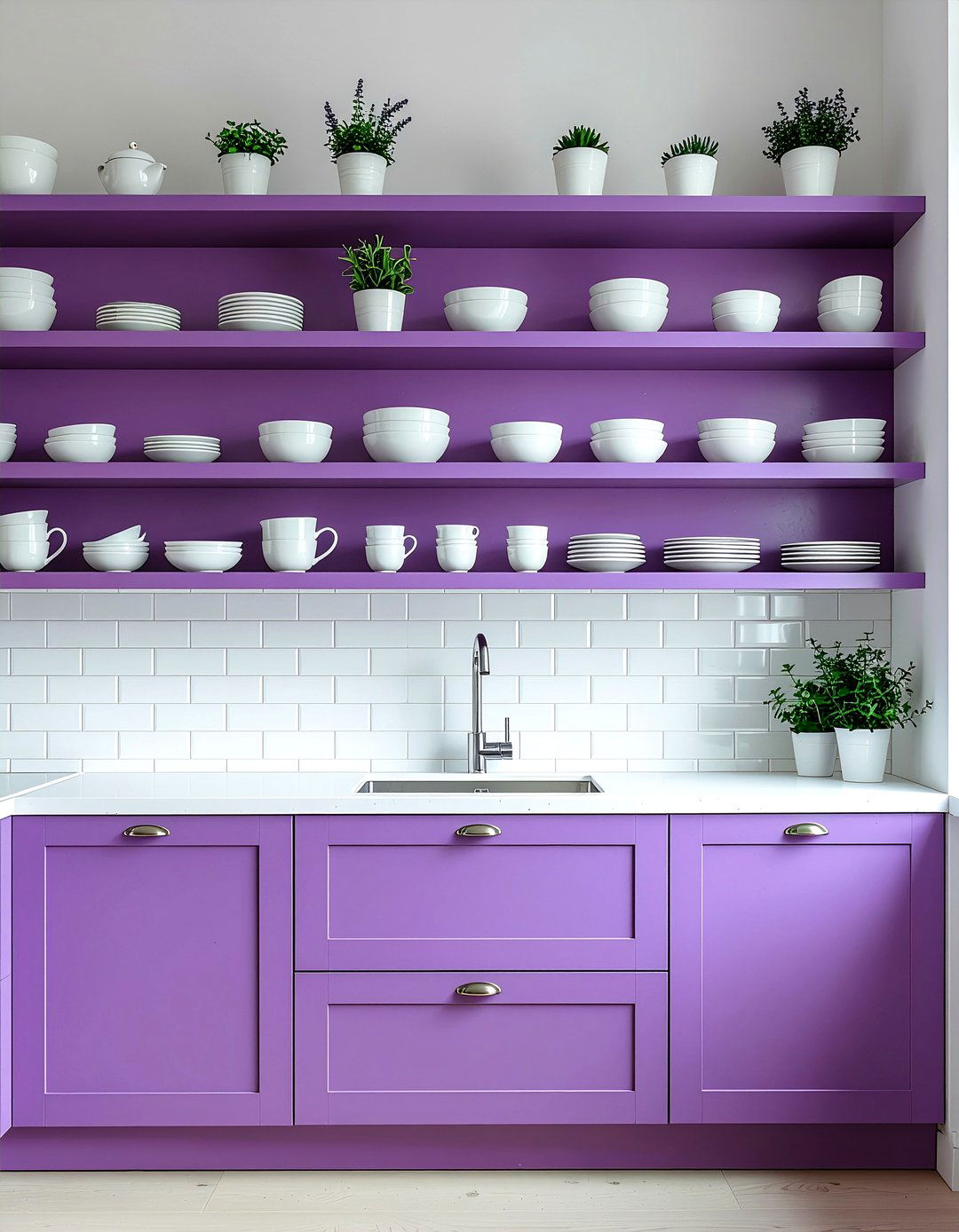 Purple kitchen shelving - 30 purple kitchen ideas