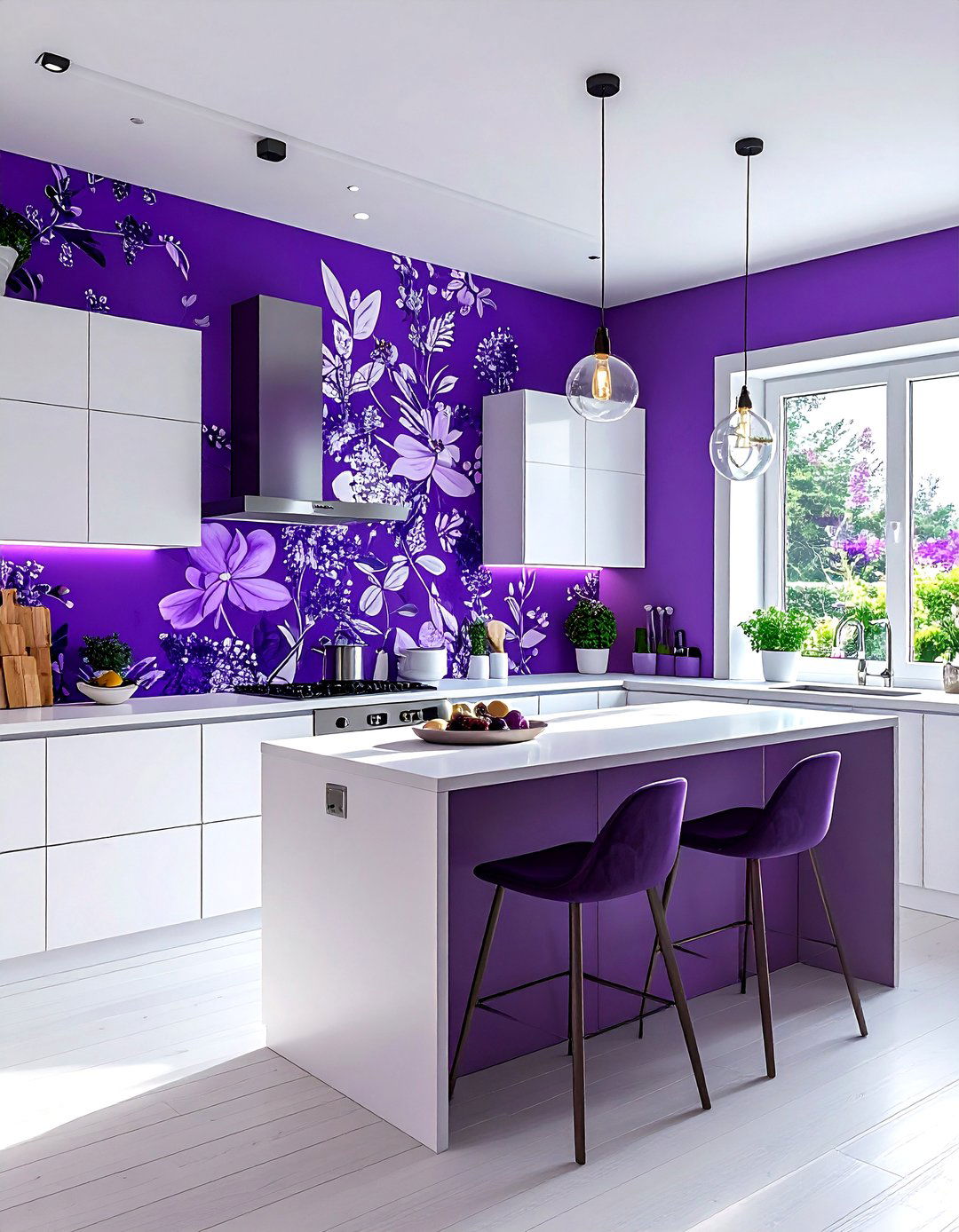Purple kitchen wallpaper - 30 purple and white kitchen ideas