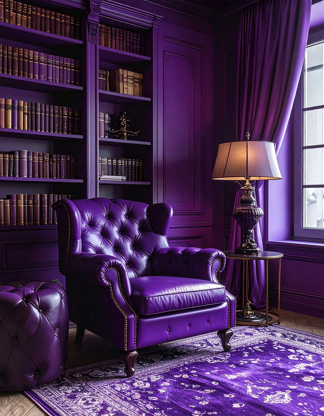 Purple library - 30 monochromatic decor ideas