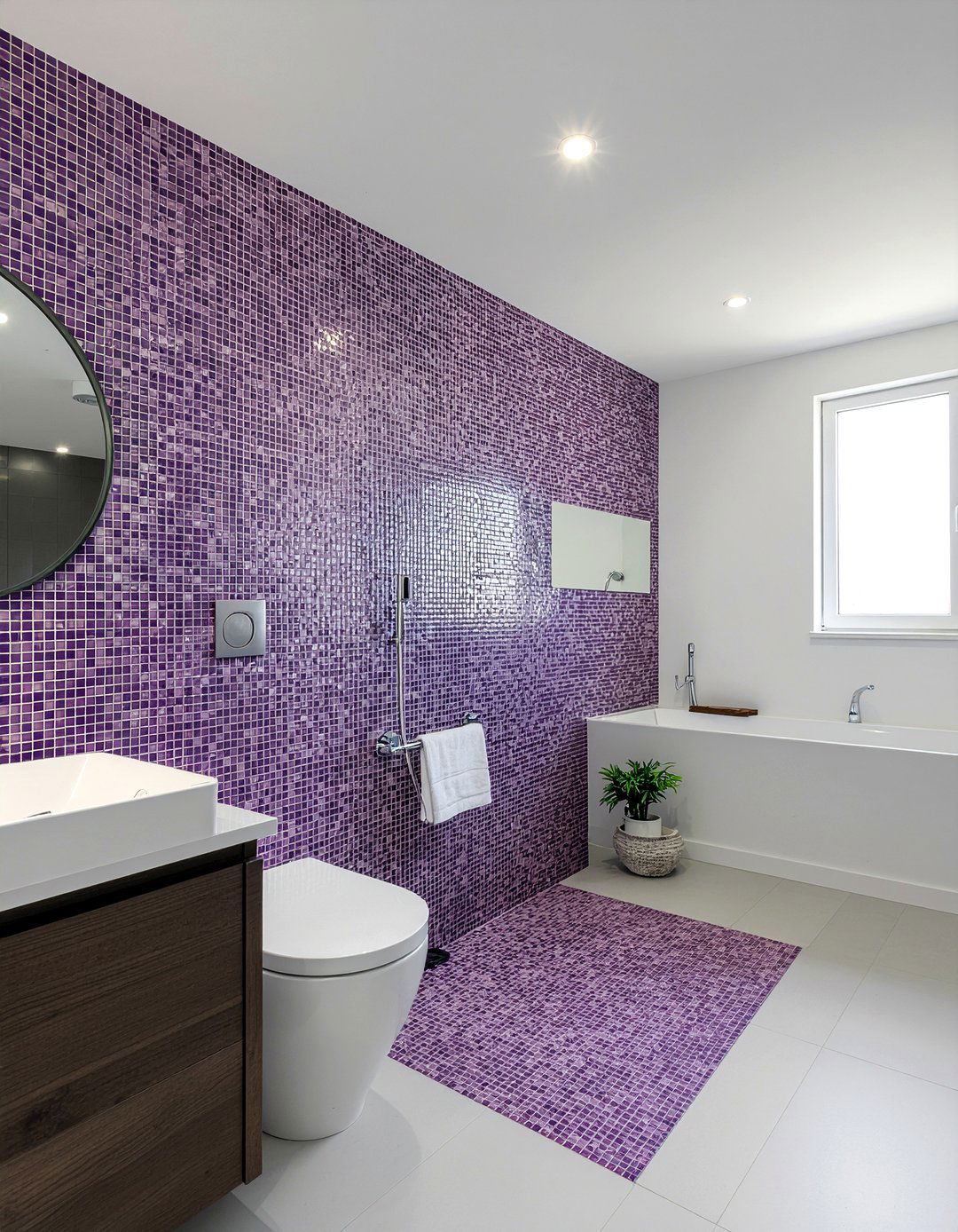 Purple mosaic bathroom tile - 30 purple bathroom ideas